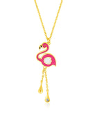 Necklace with Enameled Flamingo Pendant