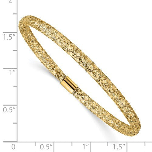 10K Yellow Gold Women's 4mm Mesh Bangle Bracelet 7.25"