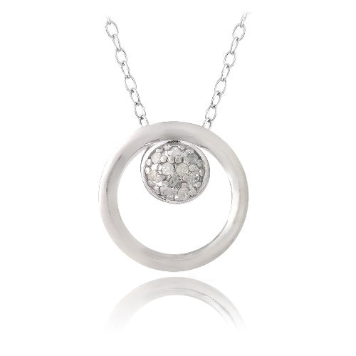 Sterling Silver 1/10ct Diamond Open Circle Necklace