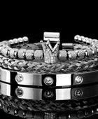 Luxury Micro Pave CZ Crown Roman Royal Charm Men Bracelets